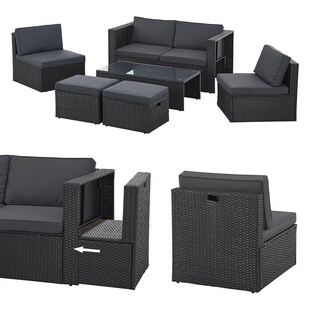 Juskys Polyrattan Gartenmöbel Set Salou - Outdoor Lounge für 6 Personen, wetterfest - Schwarz 