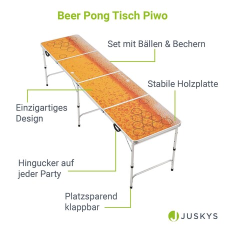 Juskys Beer Pong Tisch Piwo - Bier Trinkspiel Set Becher Bälle - Gelb,  Orange bei Marktkauf online bestellen