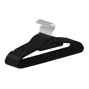 Juskys Kleiderbügel Samt 30er Set - Bügel rutschfest, schmal, beflockt - Samtbügel 30 Stück Schwarz 