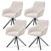Juskys Drehstuhl Clyde 4er Set mit Armlehne & Stoff Bezug - Esszimmerstuhl modern Cord Beige