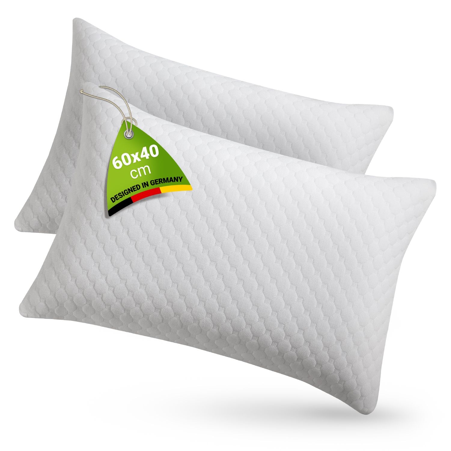 Juskys Kissen 40x60 cm für Bett - 2er Set Kopfkissen mit Memory-Foam Füllung - Weiß