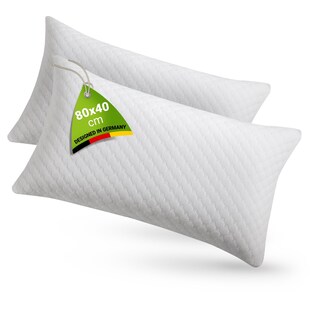 Juskys Kissen 40x80 cm für Bett - 2er Set Kopfkissen mit Memory-Foam Füllung - Weiß 