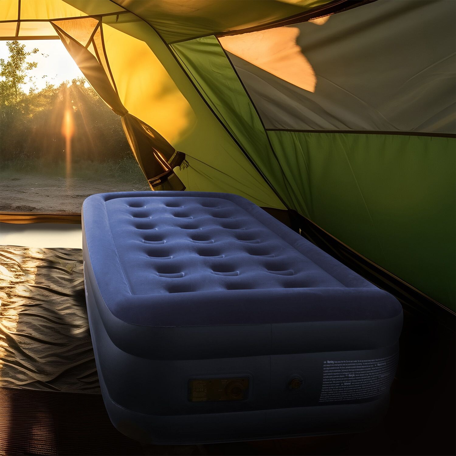 Luftmatratze Sapri M in Blau - 1 Personen Luftbett selbstaufblasend - integrierter Pumpe