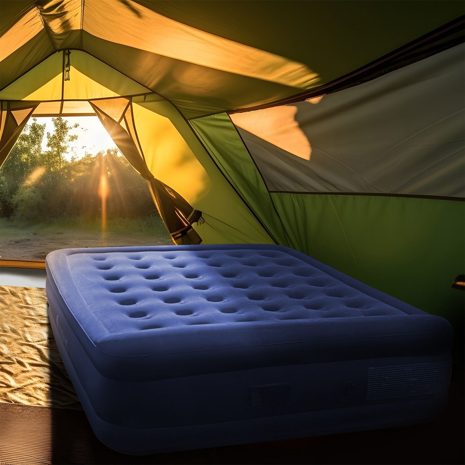 Luftmatratze Sapri L in Blau - 2 Personen Luftbett selbstaufblasend - integrierter Pumpe