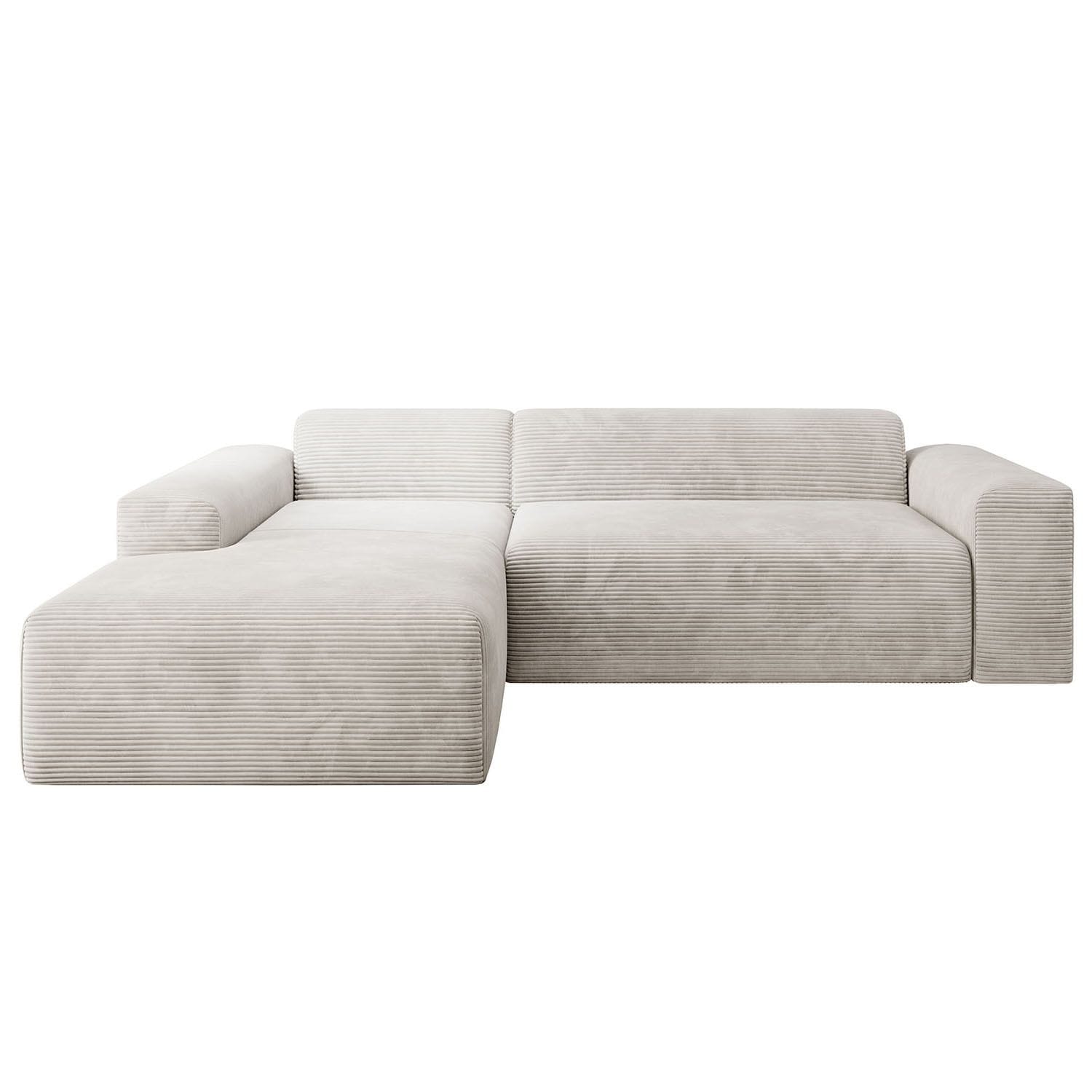 Juskys Sofa Vals Links mit POSO Stoff - Ecksofa Couch Wohnzimmer modern Sitzfl&auml;che - Beige 
