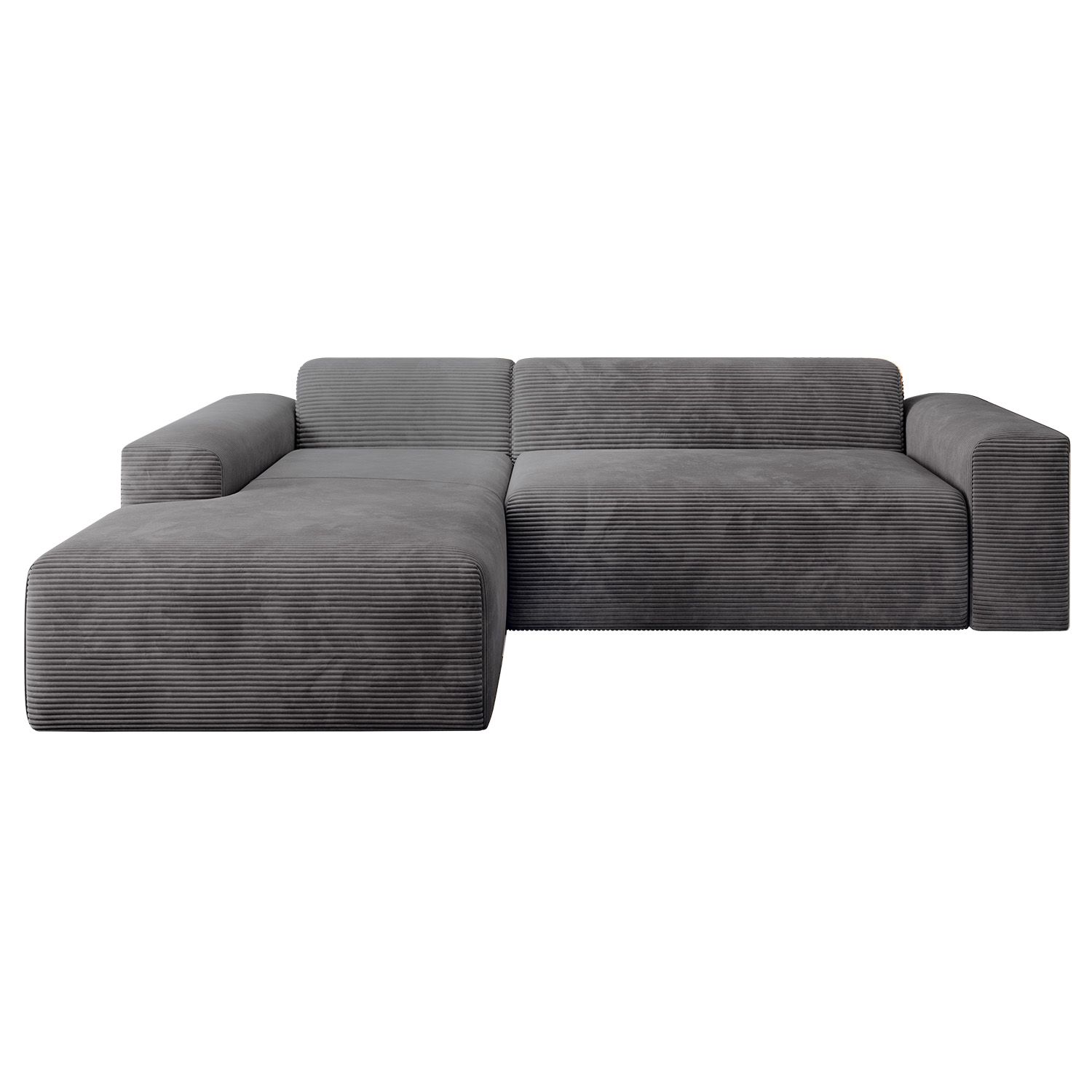 Juskys Sofa Vals Links mit POSO Stoff - Ecksofa Couch Wohnzimmer modern Sitzfl&auml;che - Dunkelgrau 