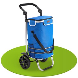 Juskys Einkaufstrolley 3in1 mit 2 Rollen für Shopping - 56 L Tasche - Trolley klappbar - Dunkelblau 