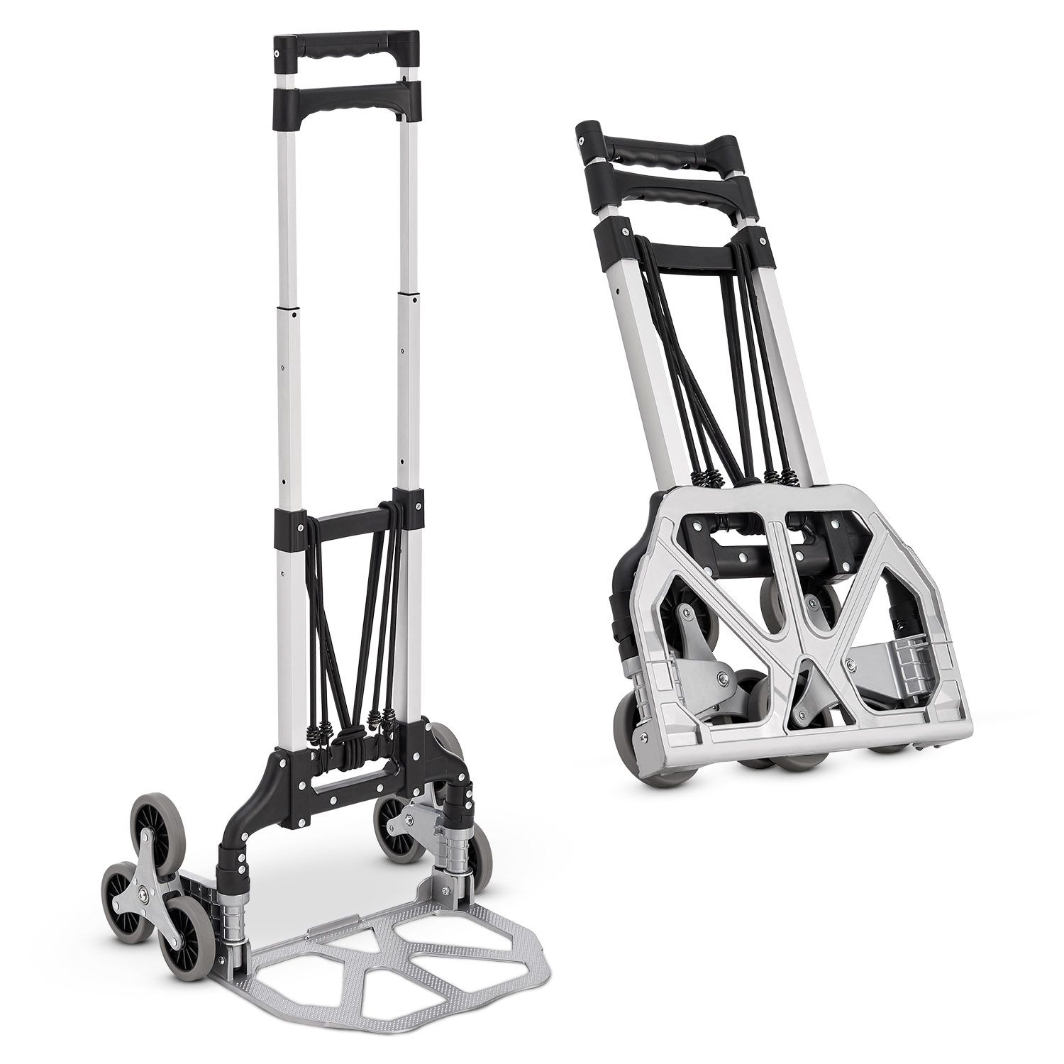 Juskys Treppensackkarre klappbar & bis 80 kg - Alu Mini Sackkarre f&uuml;r Treppen - Handschuhe & Seile 