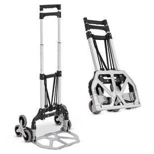 Juskys Treppensackkarre klappbar & bis 80 kg - Alu Mini Sackkarre für Treppen - Handschuhe & Seile 