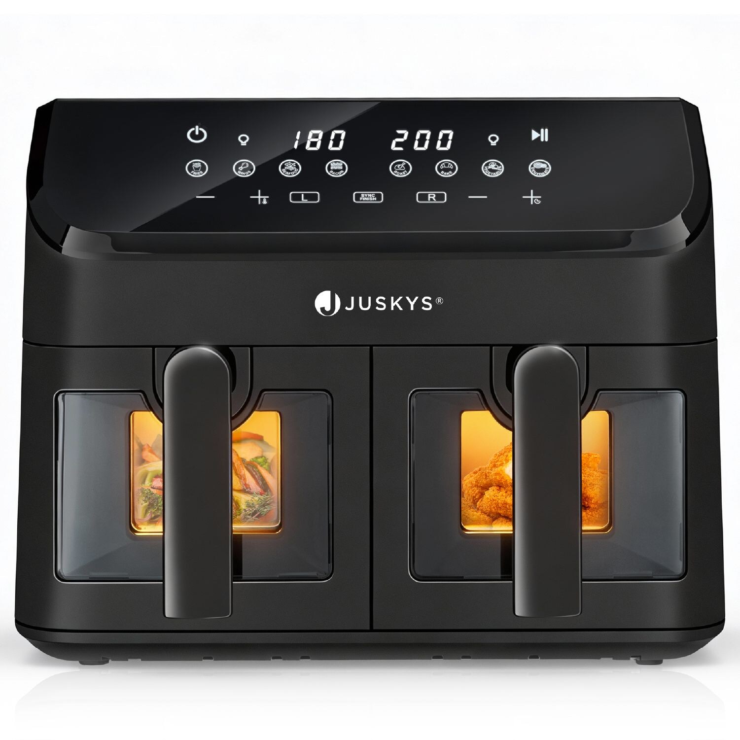 Heißluftfritteuse Doppelkammer - 2 Körbe, 9 Programme, Smart Finish, beschichtet