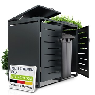 Juskys Mülltonnenbox Arel 2er - Metall Gartenbox für Mülltonnen - Aufbewahrungsbox Anthrazit 