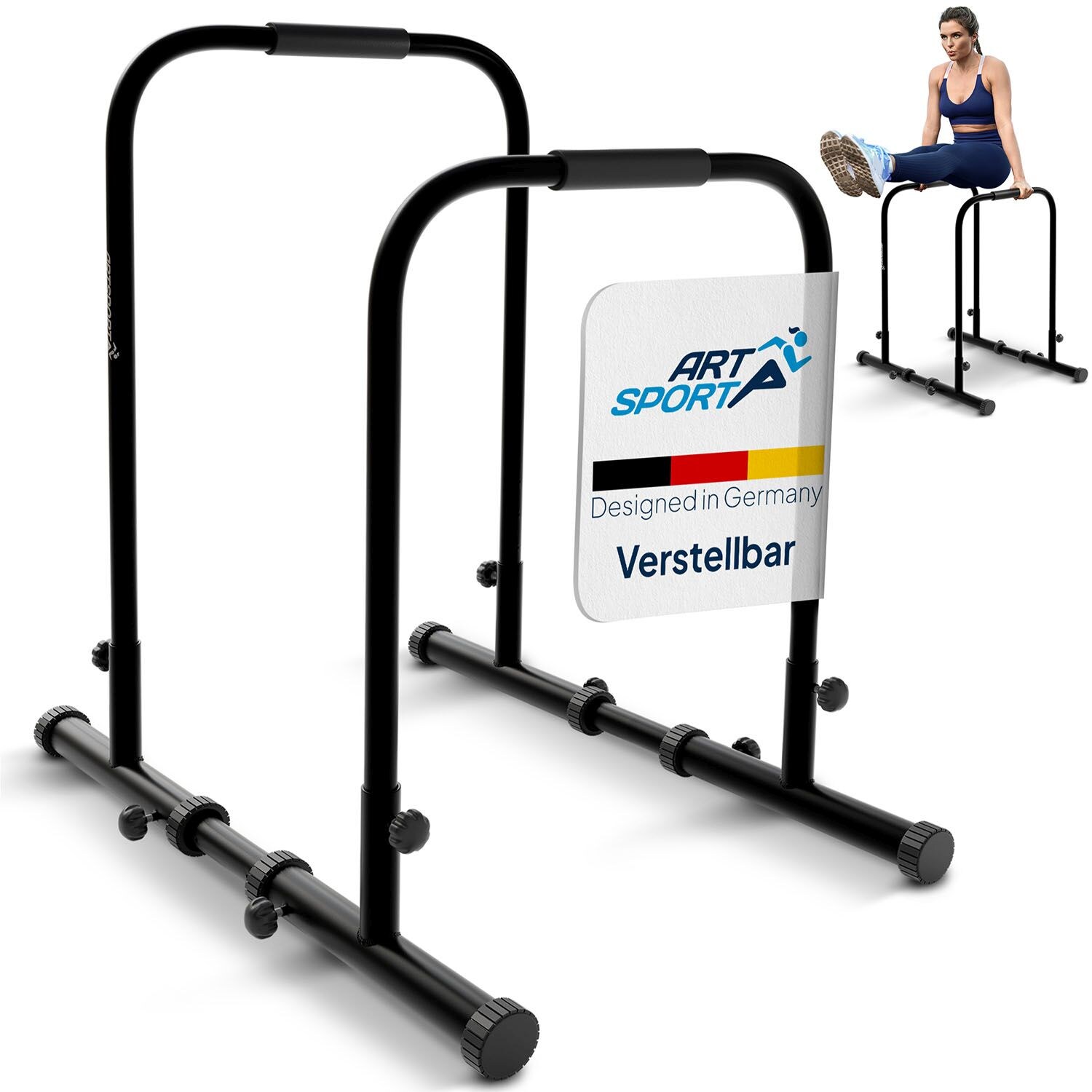 Dip Barren - Dip Station bis  - Liegestützgriffe - verstellbar - Push Up Bar Schwarz