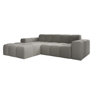 Juskys Sofa Merano Links - Ecksofa 3 Sitzer, Couch in L Form mit Ottomane - Boucle-Gewebe in Grau 