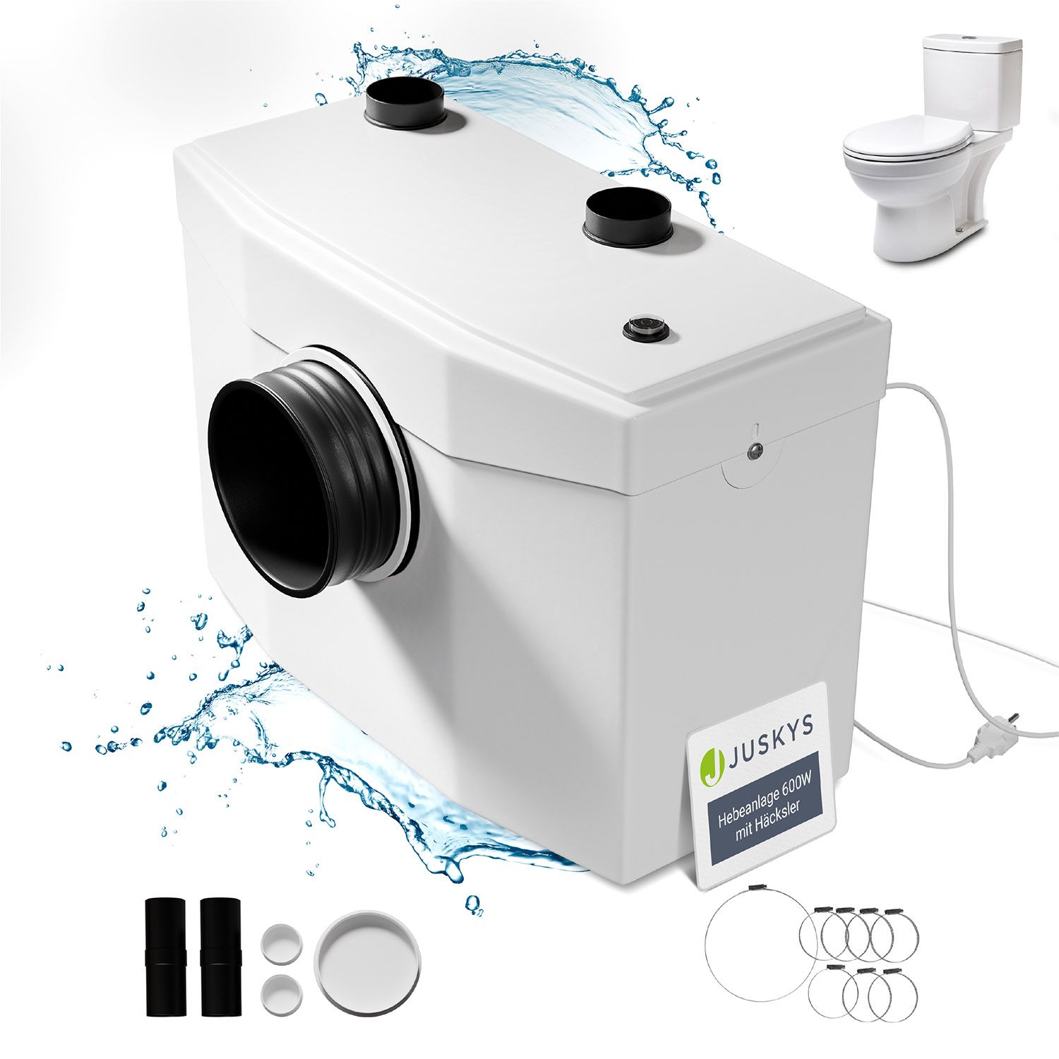 Juskys Hebeanlage 600W - Schmutzwasserpumpe mit H&auml;cksler, Kleinhebeanlage bis 7m H&ouml;he, Abwasserpumpe 