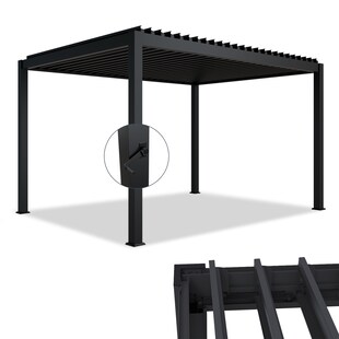 Juskys Lamellendach Tahiti 3x4 m - Stahl Pergola - Terrassenüberdachung stabil - Anthrazit 