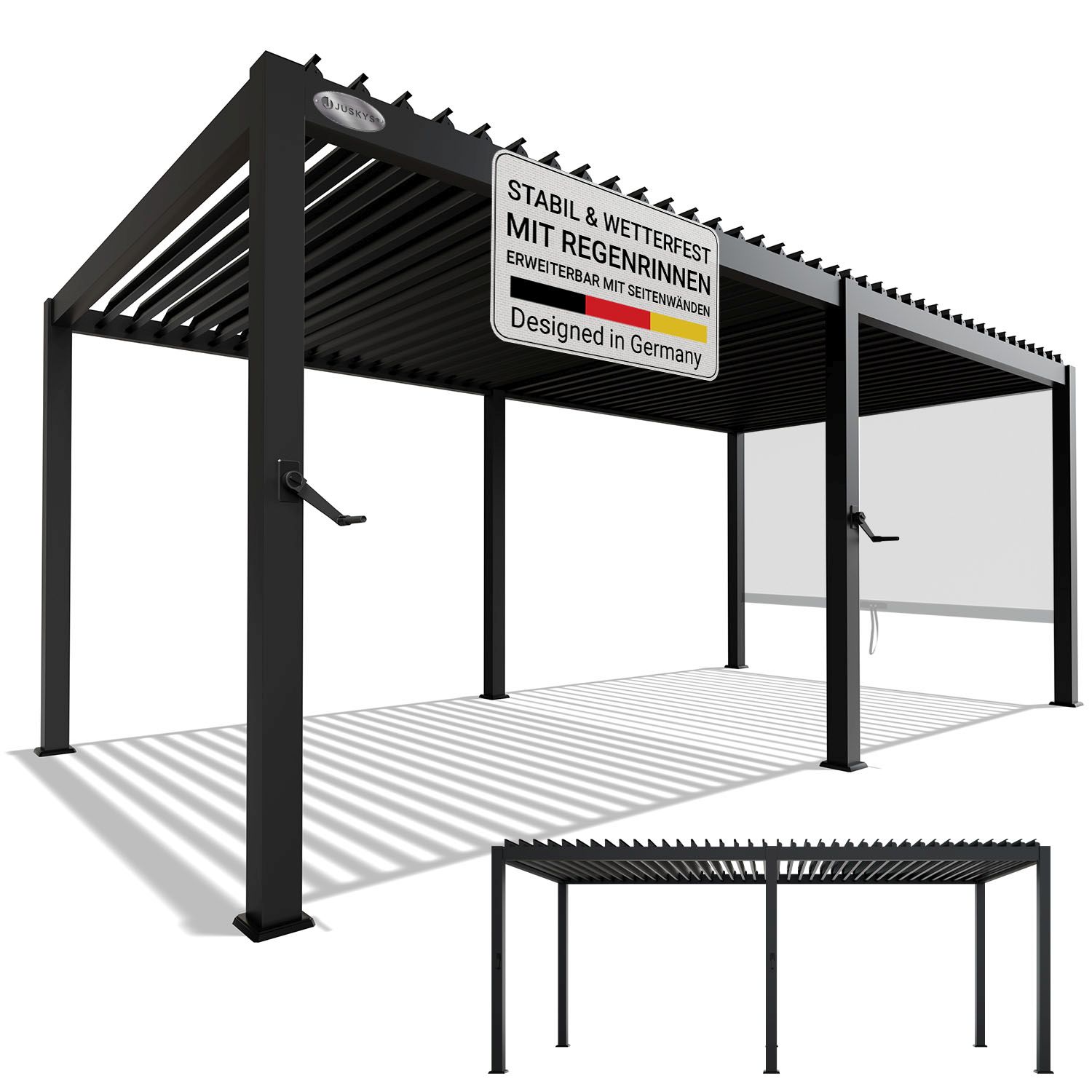 Juskys Lamellendach Tahiti 3x5,9 m - Stahl Pergola - Terrassen&uuml;berdachung stabil - Anthrazit 