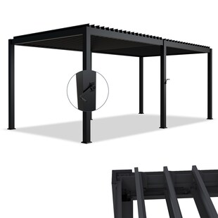 Juskys Lamellendach Tahiti 3x5,9 m - Stahl Pergola - Terrassenüberdachung stabil - Anthrazit 