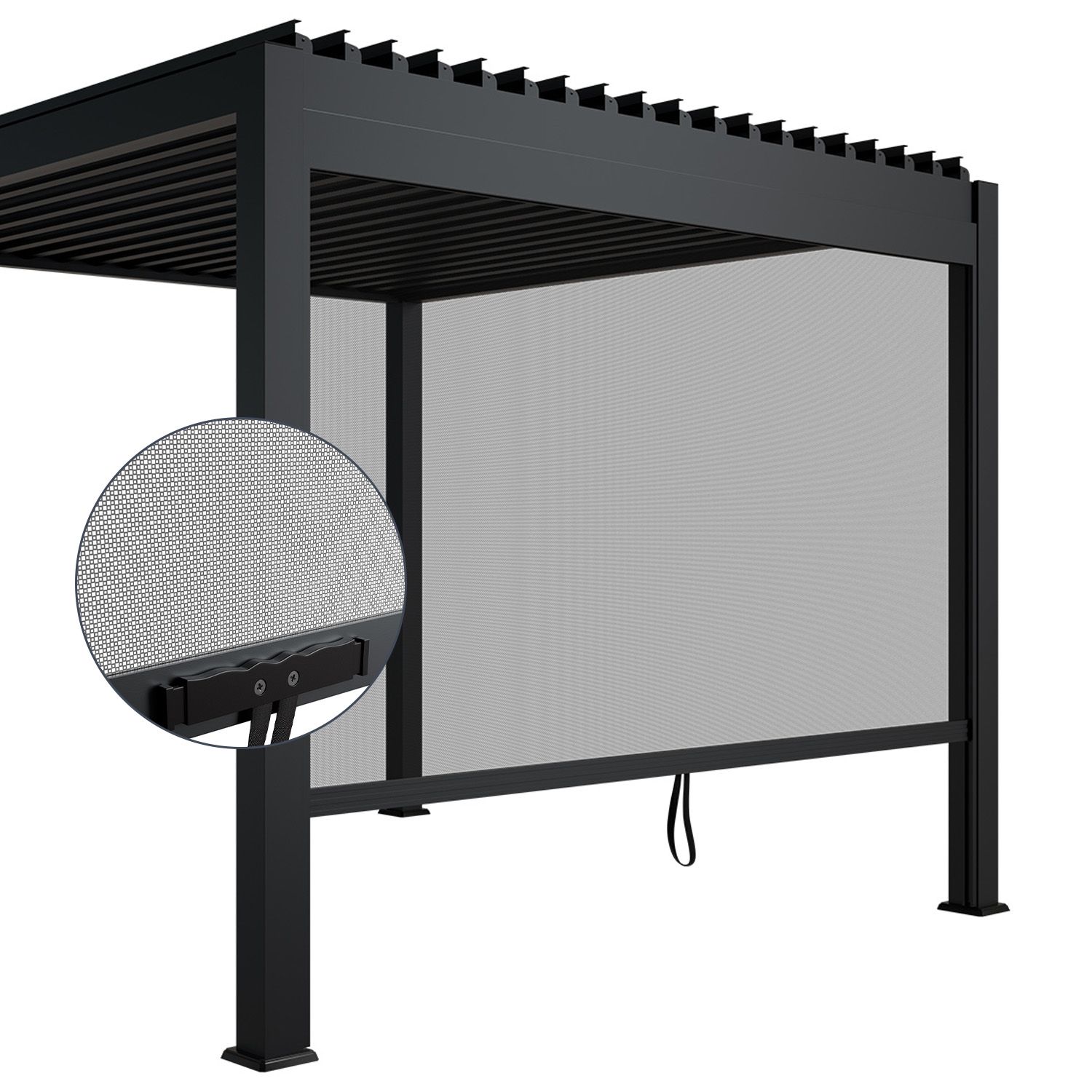 Juskys Seitenwand f&uuml;r Lamellendach Tahiti - Rollo 3 m - Aluminium & Stoff - Zubeh&ouml;r Anthrazit 