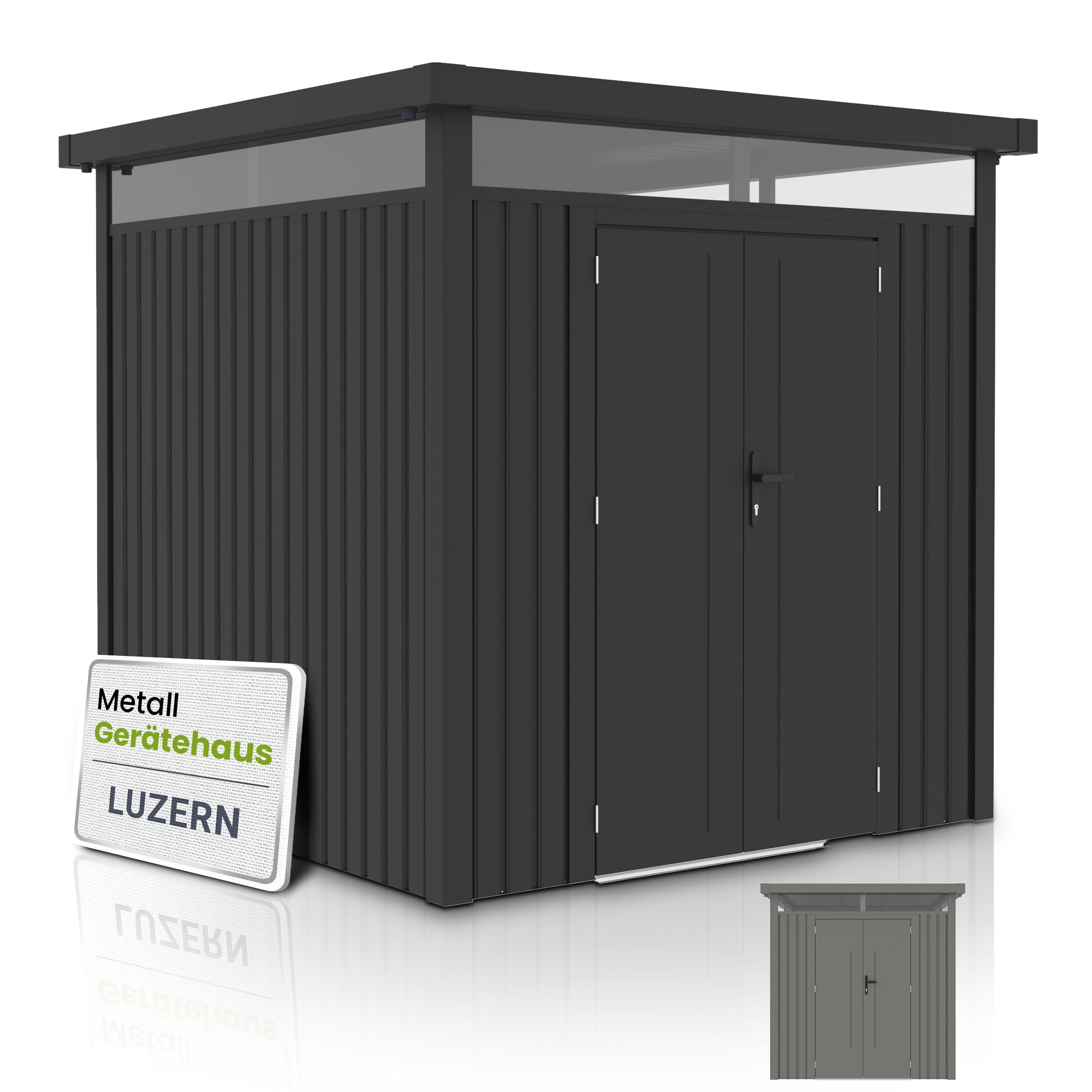 Juskys Ger&auml;tehaus Luzern Pro 5,3 m&sup2; - Metall Ger&auml;teschuppen - wetterfest & abschlie&szlig;bar - Anthrazit 