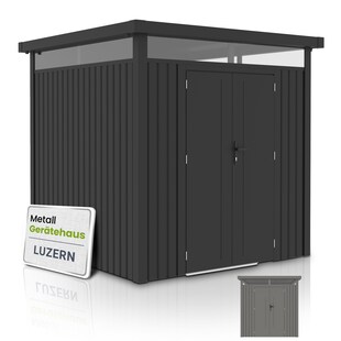 Juskys Gerätehaus Luzern Pro 5,3 m² - Metall Geräteschuppen - wetterfest & abschließbar - Anthrazit 