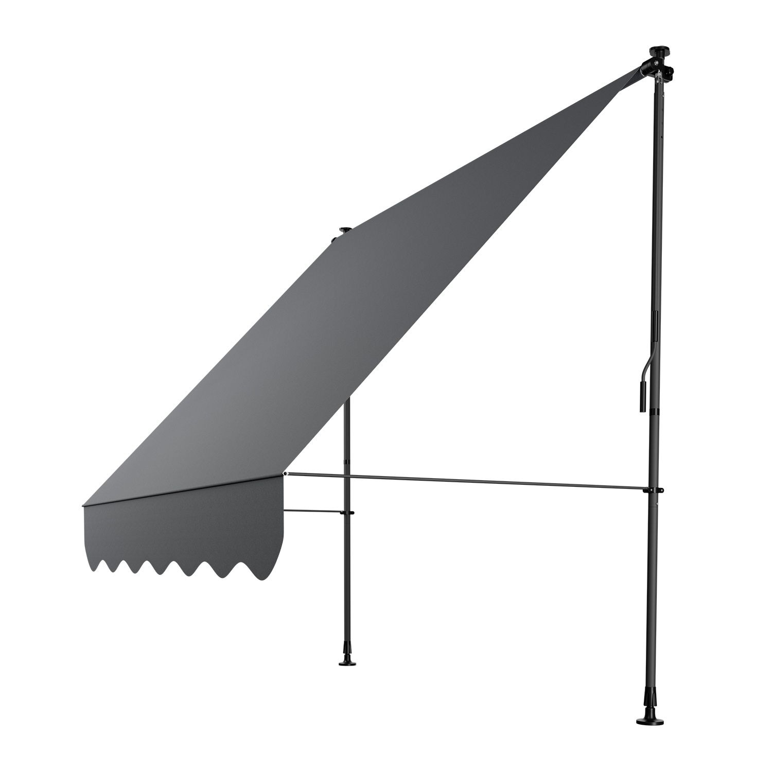 Juskys Klemmmarkise Kapstadt 200x120 cm - H&ouml;henverstellbar, ohne Bohren, wasserabweisend - Grau 