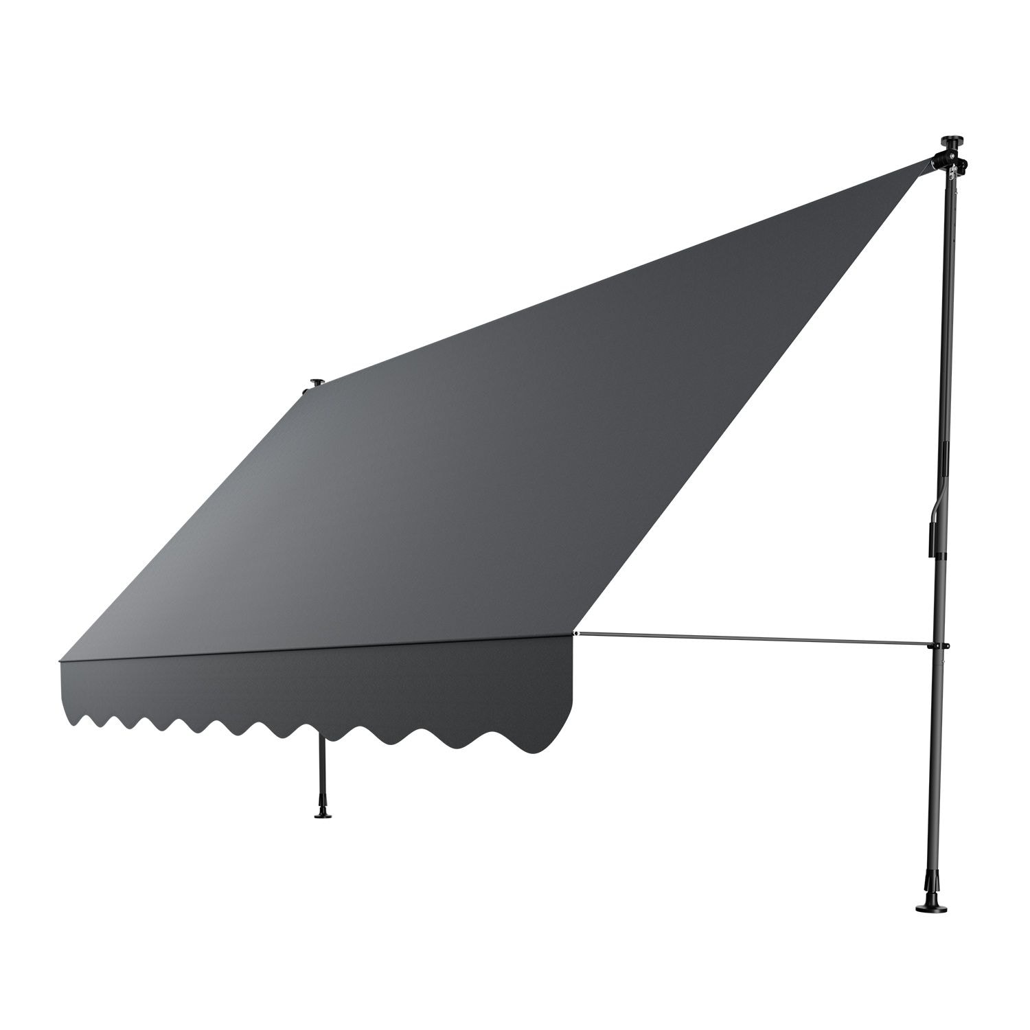 Juskys Klemmmarkise Kapstadt 350x120 cm - H&ouml;henverstellbar, ohne Bohren, wasserabweisend - Grau 