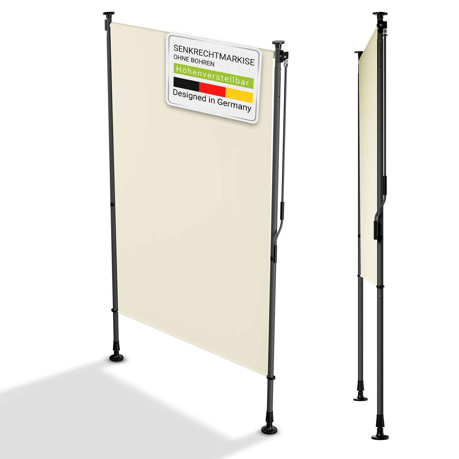 Juskys Senkrechtmarkise Barbados 120x310 cm - Sonnenschutz h&ouml;henverstellbar, ohne Bohren - Beige 