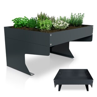 Juskys Mähroboter Garage mit Pflanzkasten - Stahl Überdachung Rasenroboter - Unterstand - Anthrazit 