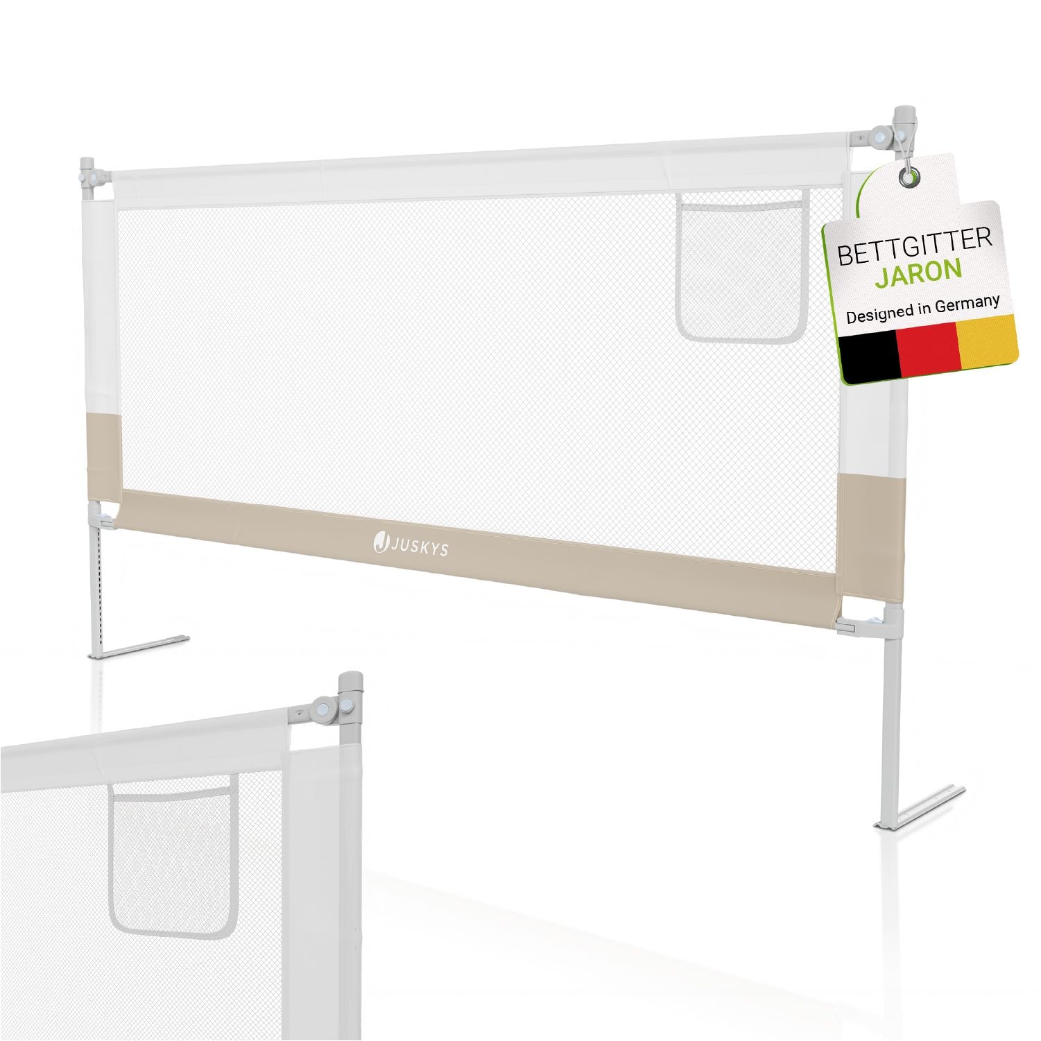 Juskys Baby Bettgitter Jaron 180 cm - h&ouml;henverstellbar, kombinierbar - Bett Rausfallschutz - Beige 
