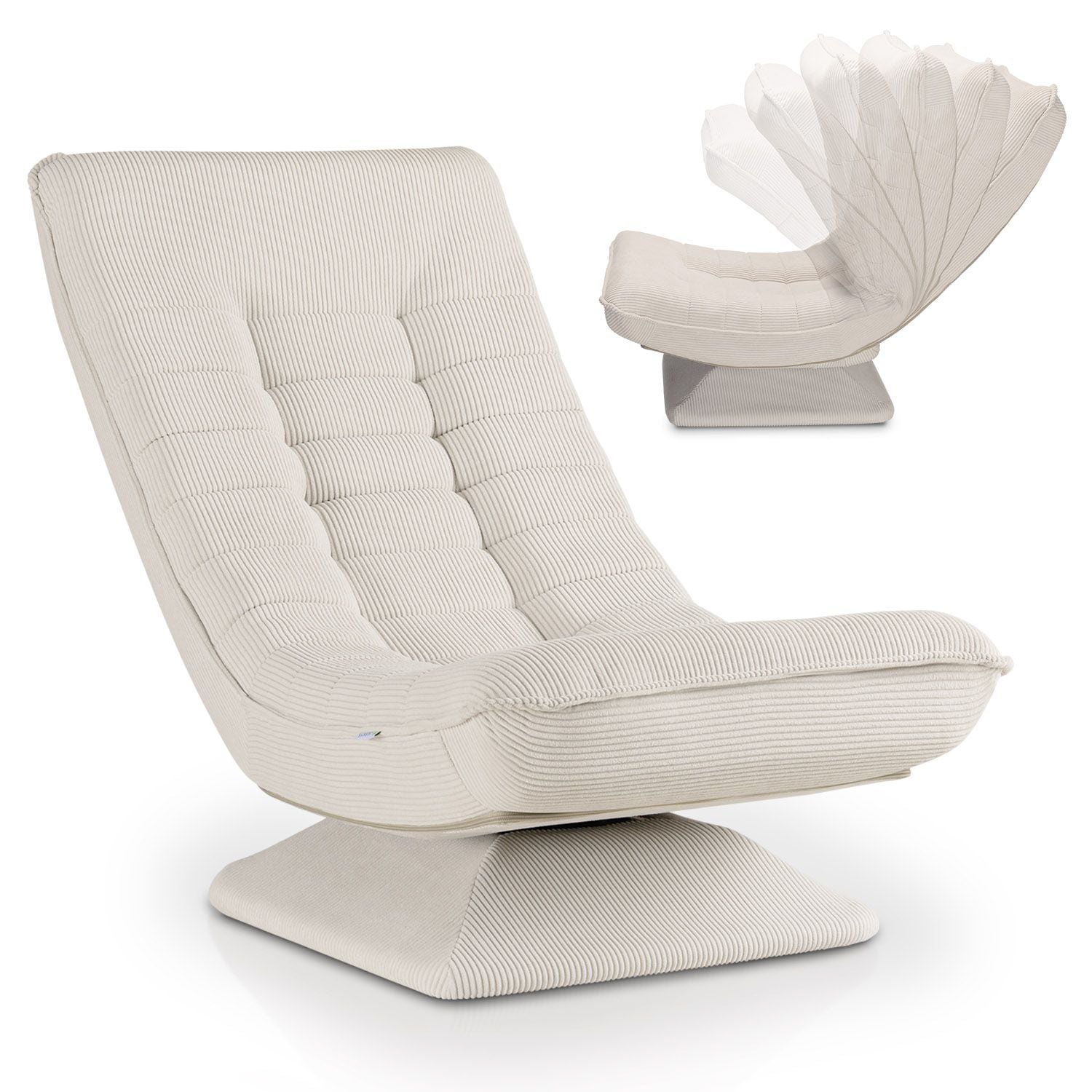 Juskys Relaxsessel Korsika - ergonomisch, 360&deg; drehbar, 5-lagige Polsterung, klappbar - Cord Beige 
