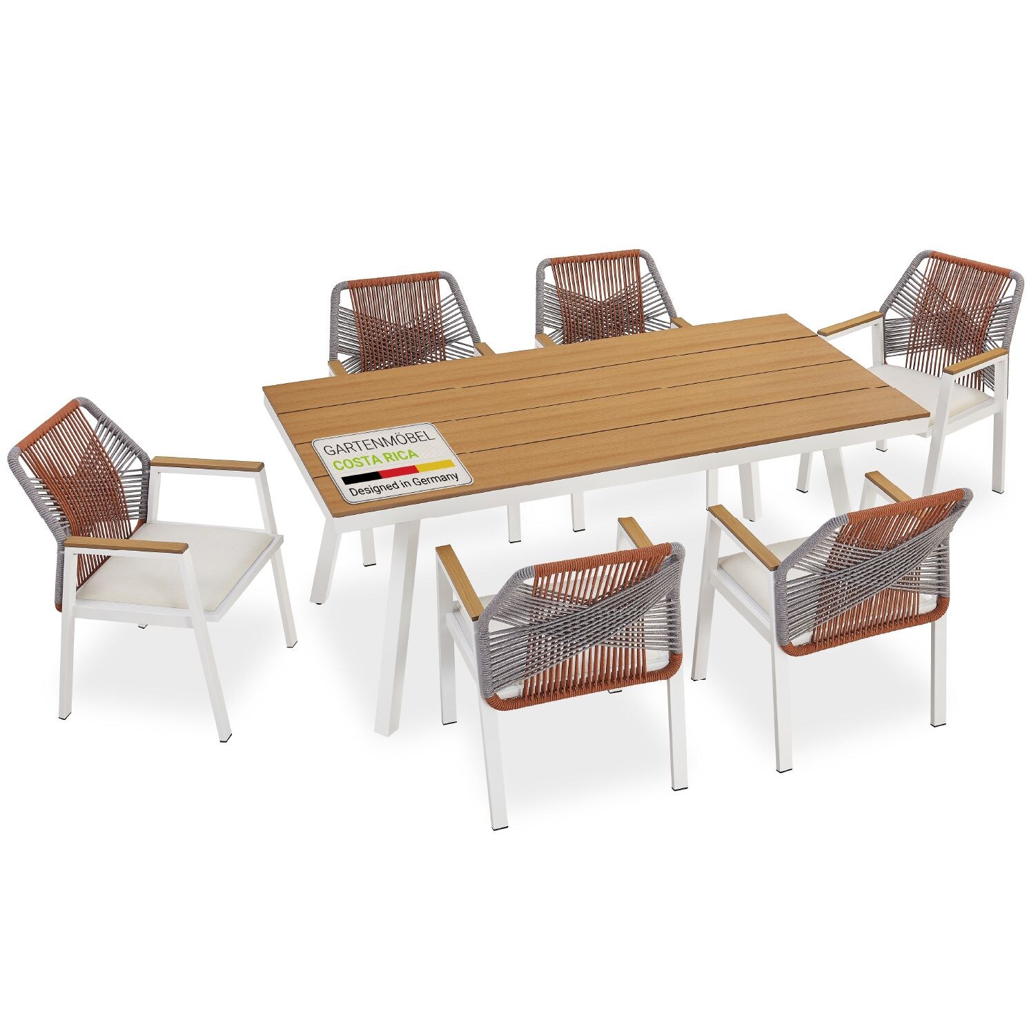 Juskys Premium Gartenm&ouml;bel-Set Costa Rica - wasserabweisend, Polywood, Olefin-Bezug, UV-best&auml;ndig 