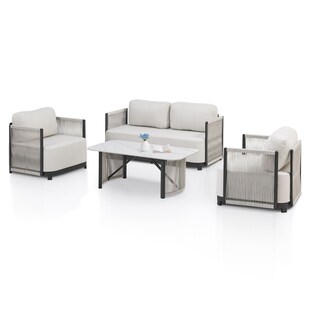 Juskys Premium Outdoor Lounge Curacao - Gartenmöbel Set modern, wasserabweisendes Olefin, wetterfest 