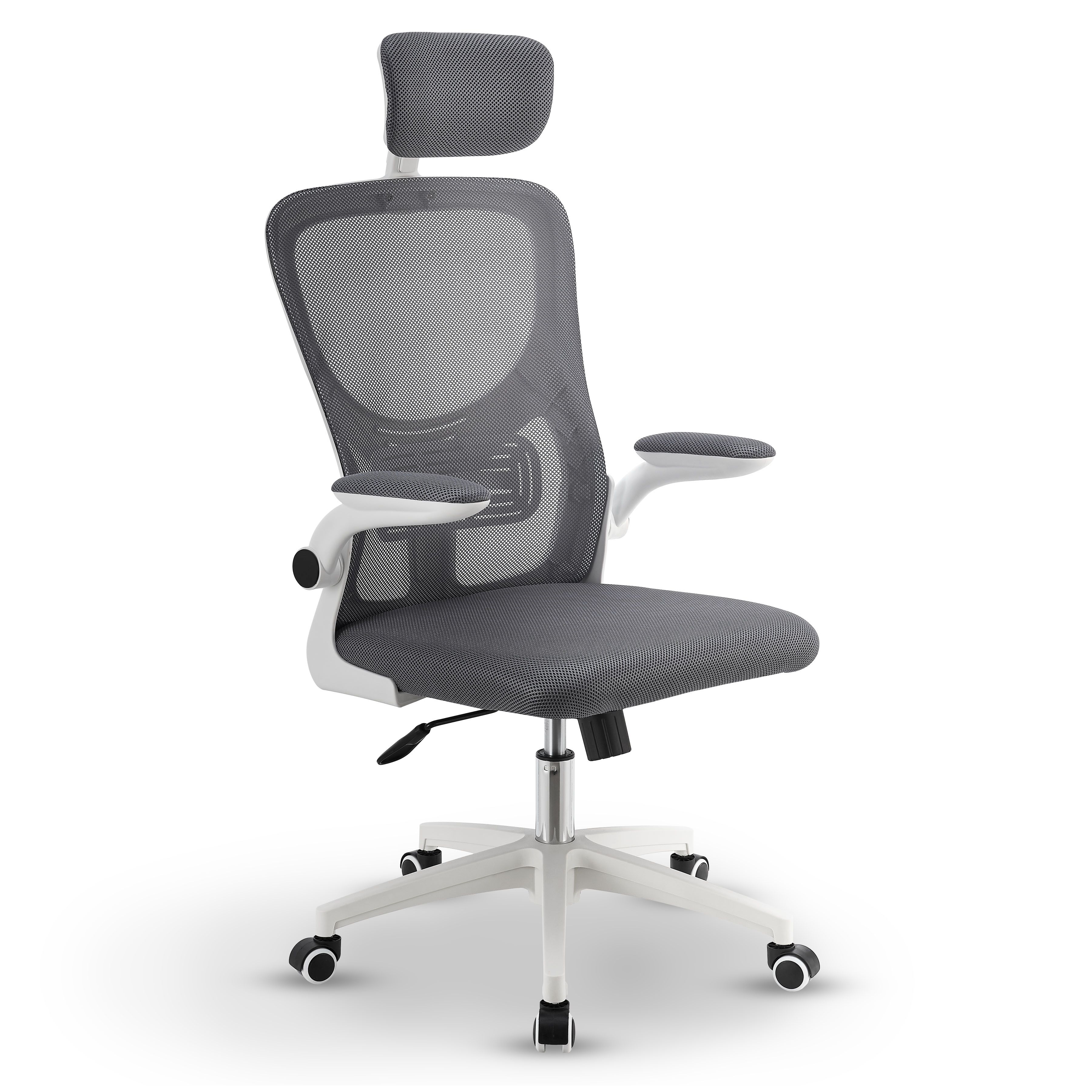 Juskys B&uuml;rostuhl Baltimore mit Rollen & Armlehne - Schreibtischstuhl ergonomisch - Stuhl - Grau 