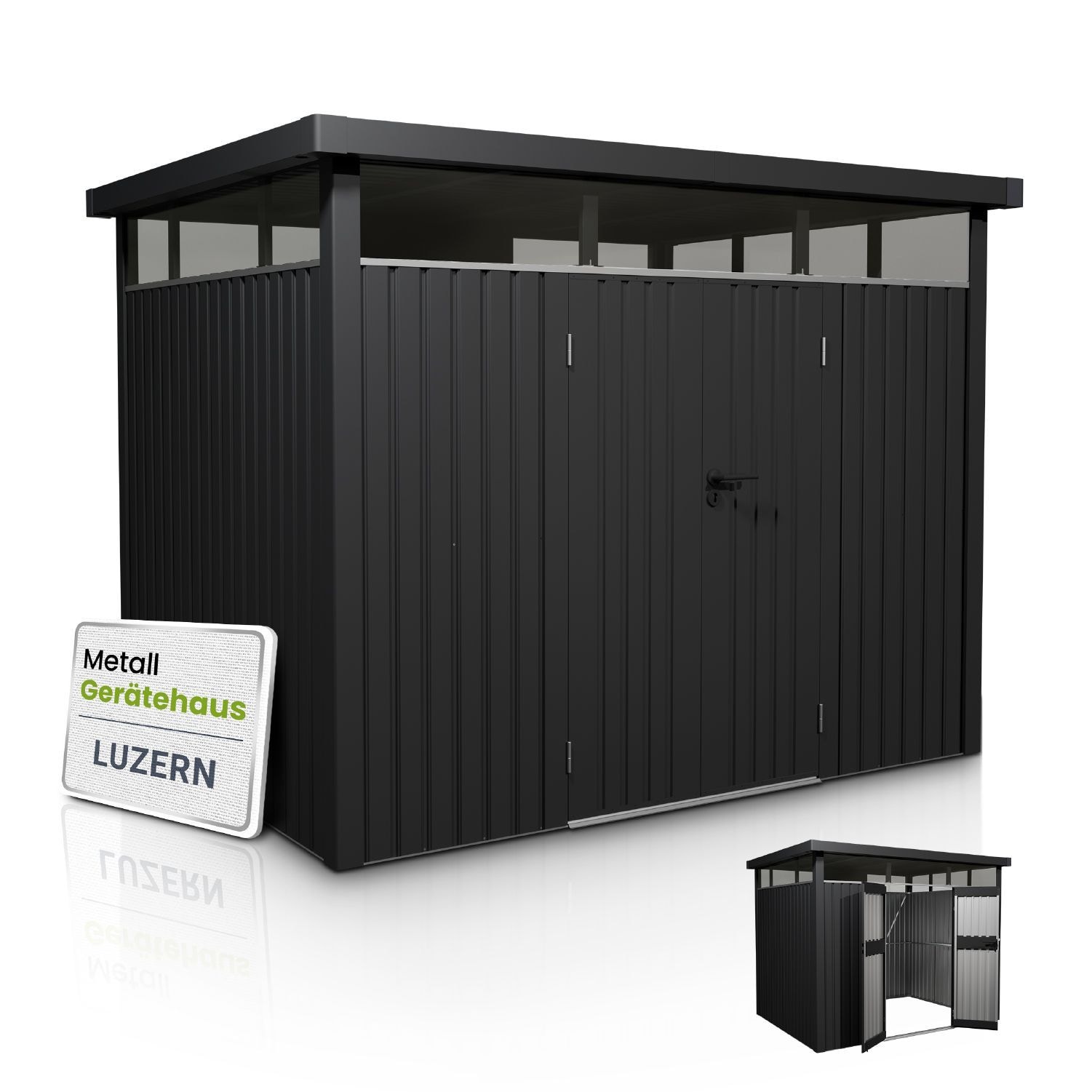 Juskys Ger&auml;tehaus Luzern 7,8 m&sup2; - Metall Ger&auml;teschuppen - wetterfest & abschlie&szlig;bar - Anthrazit 