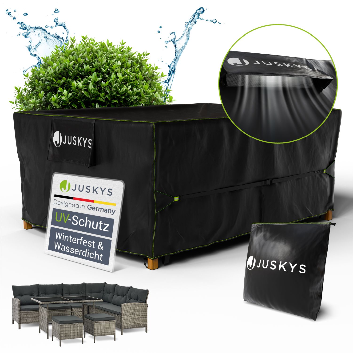 Juskys Gartenm&ouml;bel Abdeckplane 242 x 162 x 100 cm - winterfest, wasserdicht, UV-Schutz, Schutzh&uuml;lle 