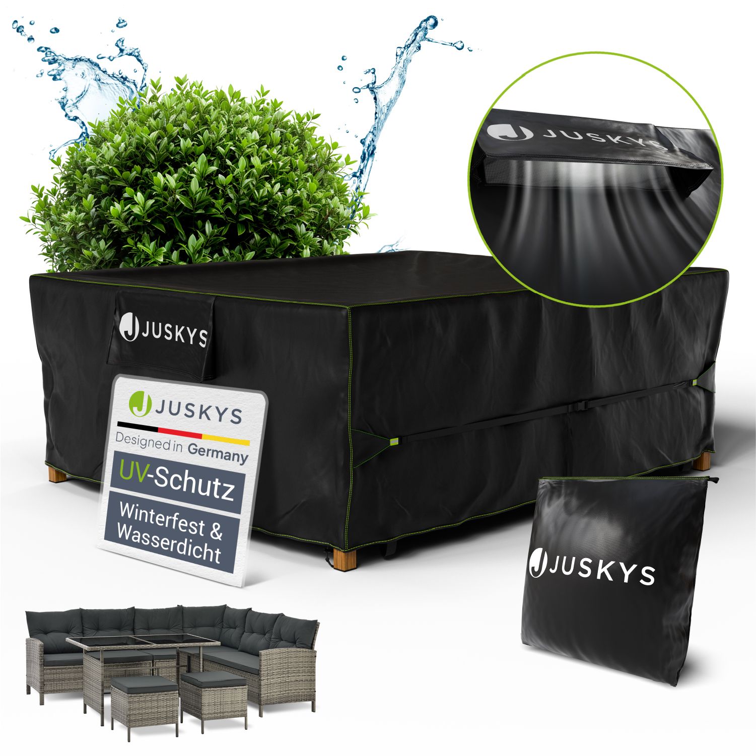 Juskys Gartenm&ouml;bel Abdeckplane 240 x 190 x 80 cm - winterfest, wasserdicht, UV-Schutz, Schutzh&uuml;lle 
