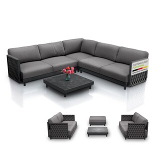 Juskys Premium Gartenmöbel Set Port Royale - Sofa mit Kissen & Tisch - Anthrazit 