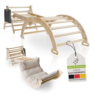 Juskys Kletterdreieck Movario Klein - Indoor Klettergerüst, Kletterdreieck und Kletterbogen, Rutsche 