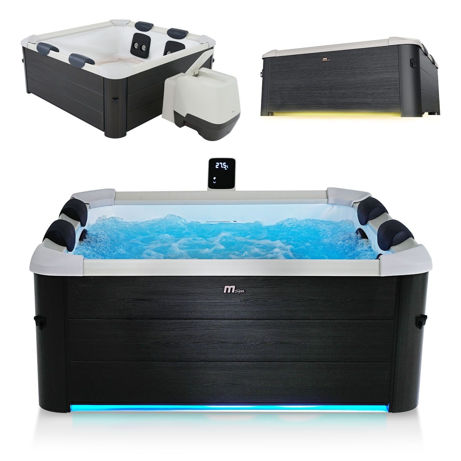 Whirlpool Oslo Plus f&uuml;r 6 Personen - Indoor & Outdoor Pool mit LED, Zubeh&ouml;r & App - Carbon Grey 