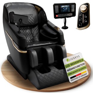 Juskys Massagesessel Naxos mit LCD-Bedienung, Bluetooth, USB & Heizung – Schwarz 