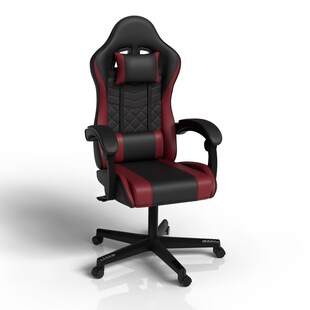 Juskys Gamingstuhl HyperSeat, Bürostuhl aus Kunstleder, verstellbare Rückenlehne – Schwarz/bordeaux 