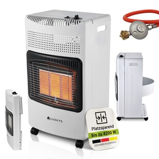 Juskys Gasheizung GS42US – Infrarot-Heizstrahler bis 4200 W für Terrasse & Outdoor in Weiß 
