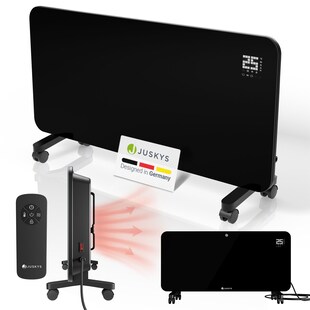 Juskys Glasheizung 2000W – Elektroheizung mit App, LED-Display & Timer, für Wand & Boden 
