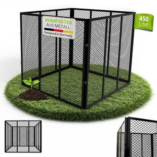 Juskys Komposter 450 L aus Stahl, witterungsbeständig, mit Belüftung & Stecksystem – Schwarz 