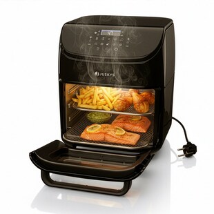Juskys Heißluftfritteuse 12L – Schwarz, Airfryer mit 10 Programmen, Display & Zubehör 