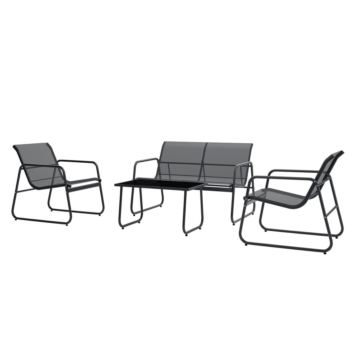Juskys Gartenm&ouml;belset Genua 4-tlg. &ndash; Outdoor Sitzgruppe f&uuml;r Balkon & Garten in Anthrazit - aus Metall 