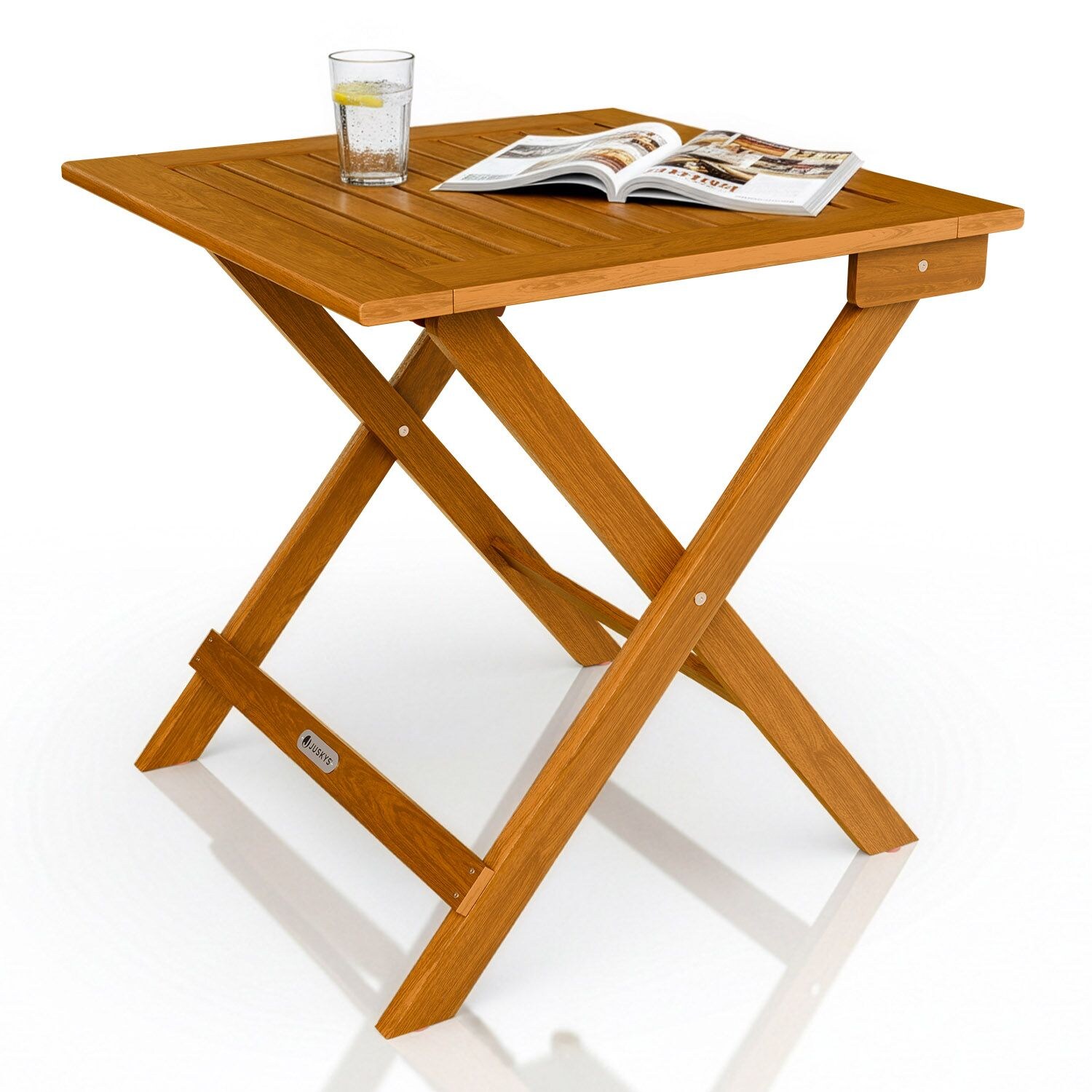® Beistelltisch Zadar - Klappbar für platzsparende Nutzung, aus geöltem Akazienholz, ideal für Garten und Balkon, 46x46x46 cm