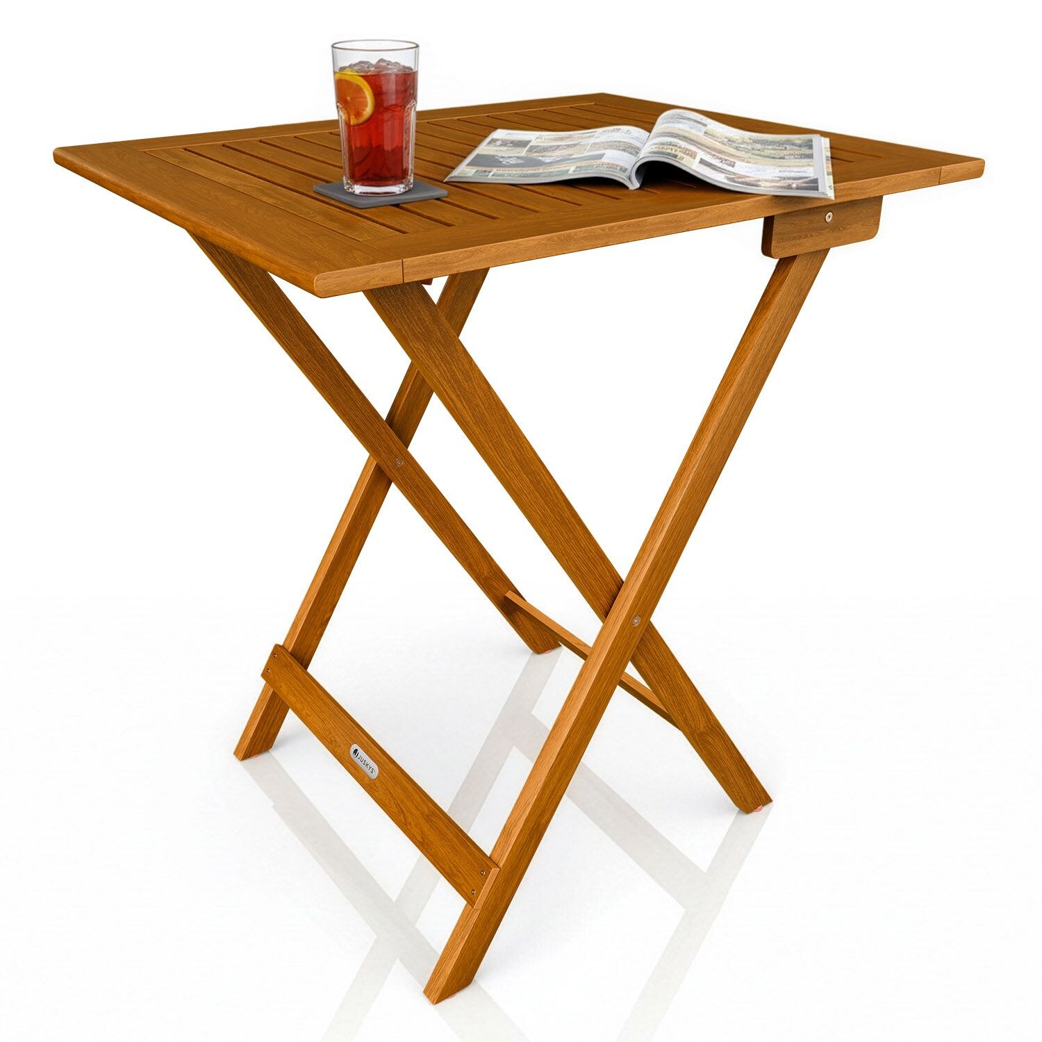 ® Beistelltisch Zadar XL - Klappbar für platzsparende Nutzung, aus geöltem Akazienholz, ideal für Garten und Balkon, 60x58x76 cm