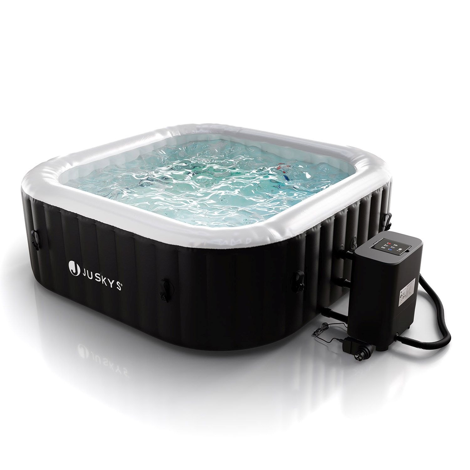 Juskys&reg; Whirlpool SpaLuxe &ndash; 130 Sprudeld&uuml;sen, 2400W Heizung, 910L Volumen - Schwarz / Wei&szlig; 