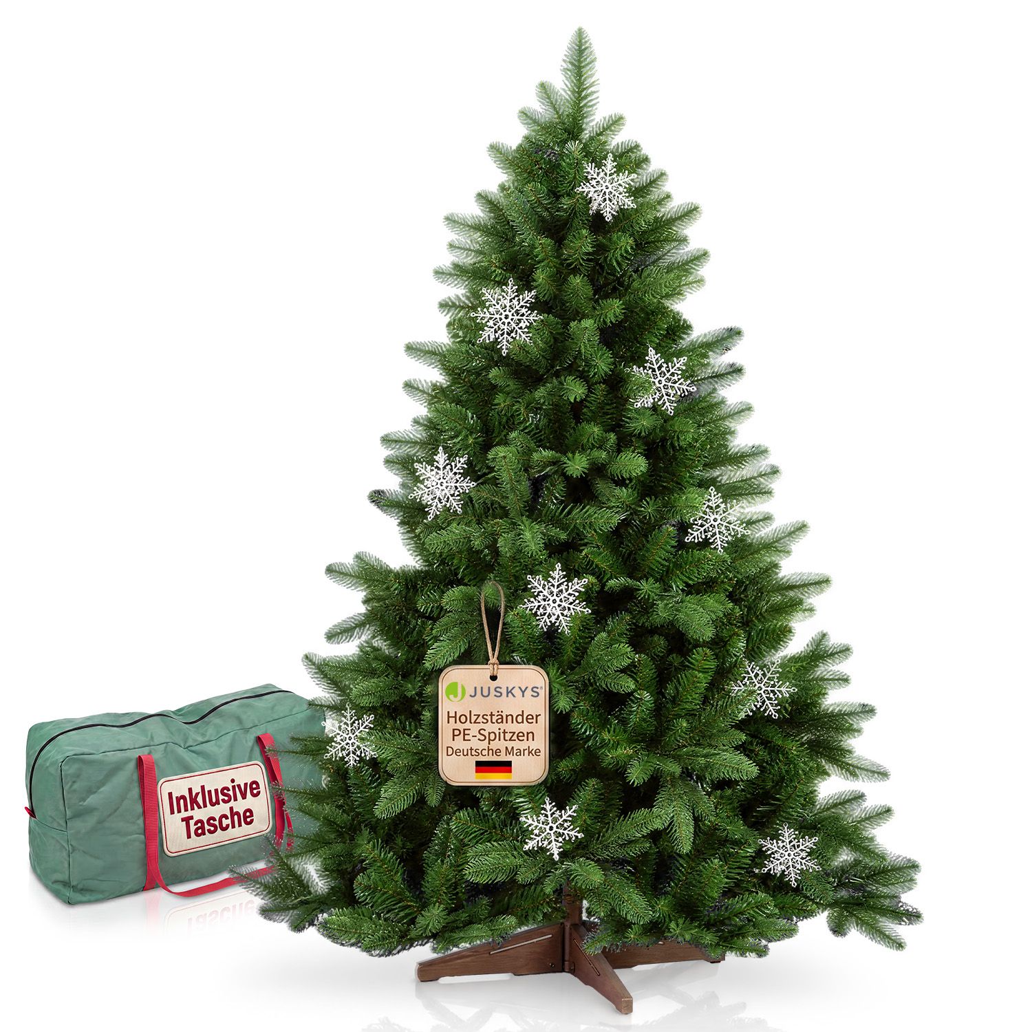 JUSKYS&reg; K&uuml;nstlicher Weihnachtsbaum Norvi 150 cm inkl. Holzst&auml;nder 